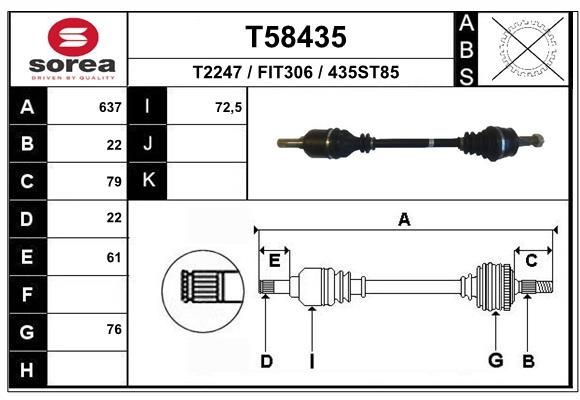 EAI Drive shaft Article number: T58435 cheaply