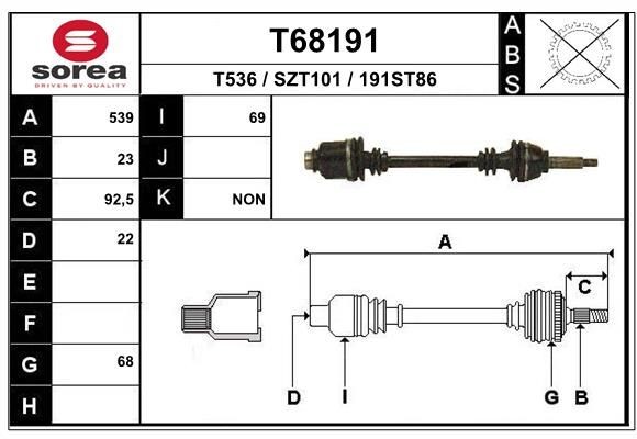EAI Drive shaft Article number: T68191 cheaply