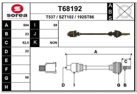 EAI Drive shaft Article number: T68192 cheaply