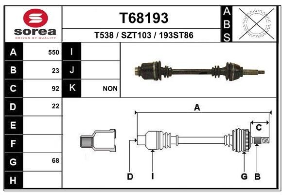 EAI Drive shaft Article number: T68193 cheaply