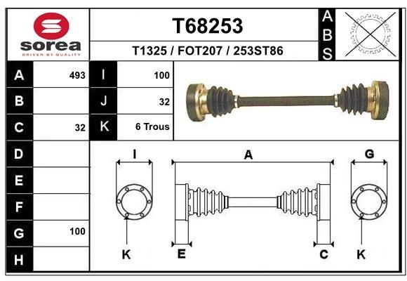 EAI Drive shaft Article number: T68253 cheaply