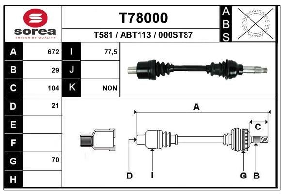 EAI Drive shaft Article number: T78000 cheaply