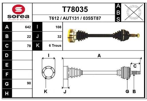 EAI Drive shaft Article number: T78035 cheaply