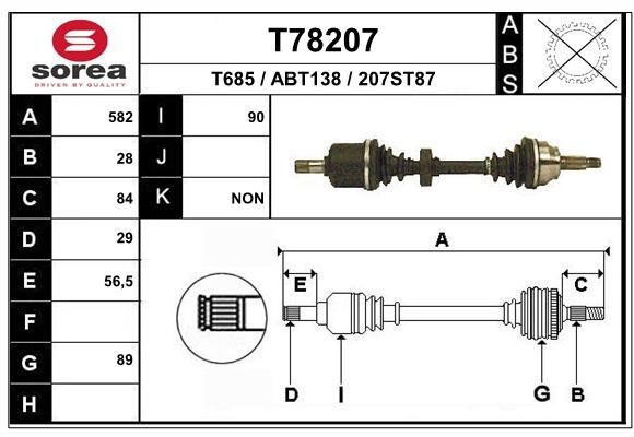 EAI Drive shaft Article number: T78207 cheaply