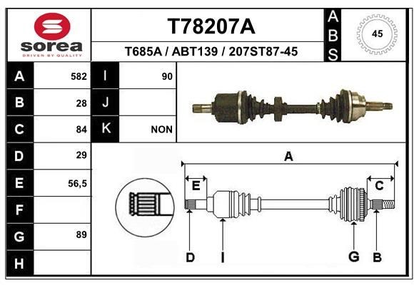 EAI Drive shaft Article number: T78207A cheaply