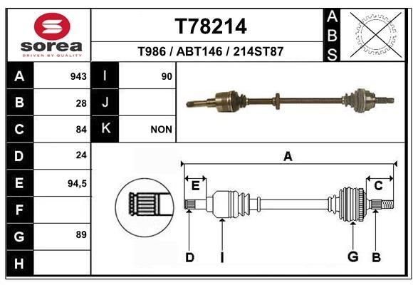 EAI Drive shaft Article number: T78214 cheaply