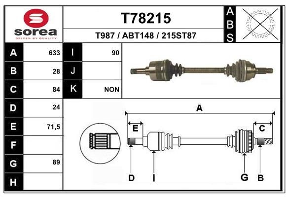EAI Drive shaft Article number: T78215 cheaply