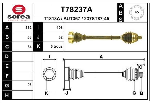 EAI Drive shaft Article number: T78237A cheaply