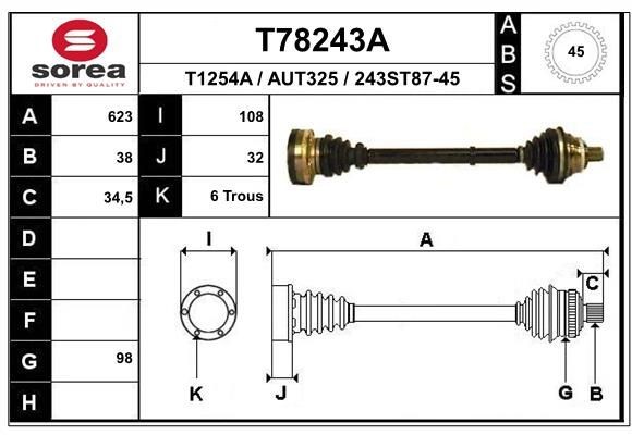 EAI Drive shaft Article number: T78243A cheaply