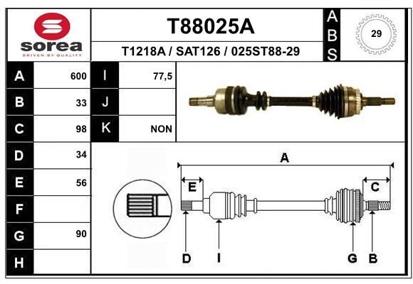 EAI Drivaxel Artikelnummer: T88025A billigt