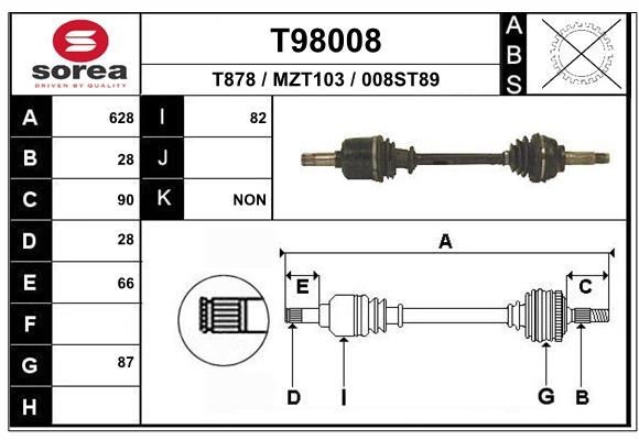 EAI Drive shaft Article number: T98008 cheaply