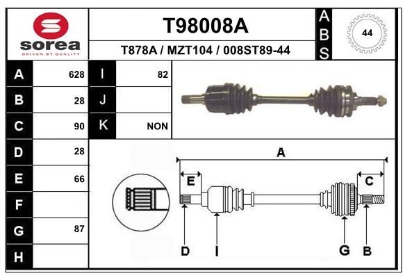 EAI Drive shaft Article number: T98008A cheaply