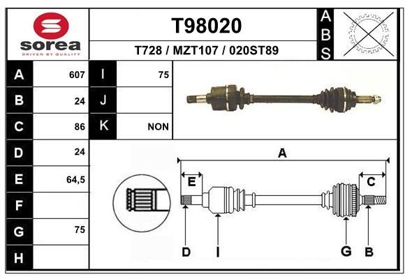 EAI Drive shaft Article number: T98020 cheaply