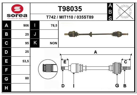 EAI Drive shaft Article number: T98035 cheaply