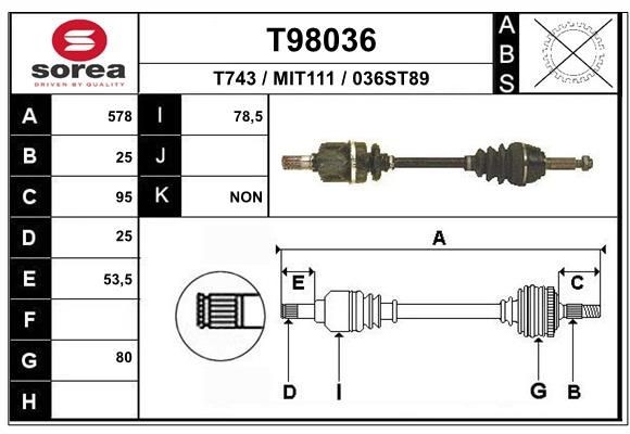 EAI Drive shaft Article number: T98036 cheaply