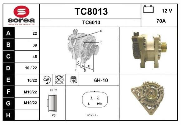 SNRA Alternator Article number: TC8013 cheaply
