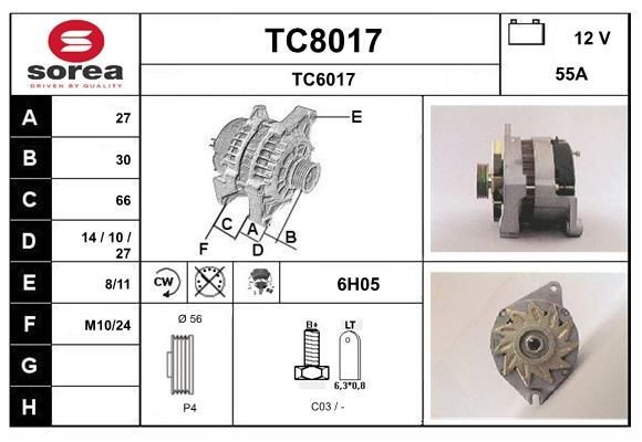 SNRA Alternator Article number: TC8017 cheaply