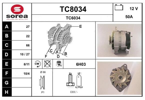 SNRA Alternator Article number: TC8034 cheaply