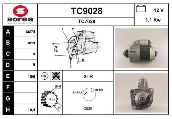 SNRA Starter motor Article number: TC9028 cheaply
