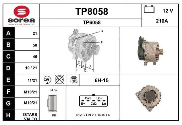 SNRA Alternator Article number: TP8058 cheaply