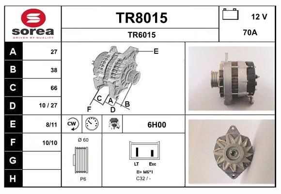 SNRA Alternator Article number: TR8015 cheaply