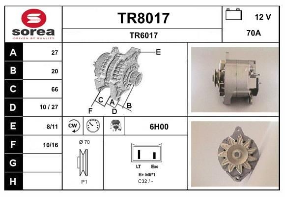 SNRA Alternator Article number: TR8017 cheaply