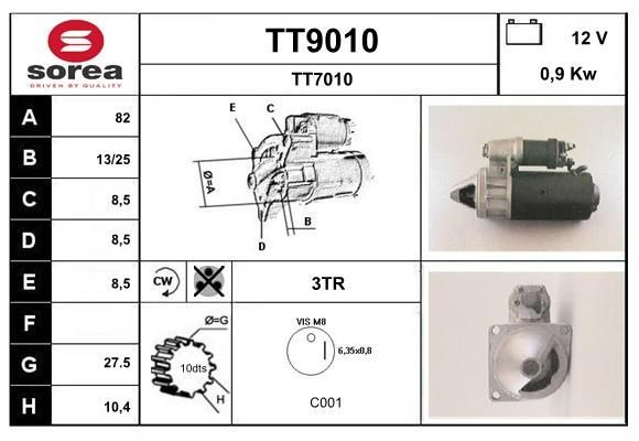SNRA Starter motor Article number: TT9010 cheaply