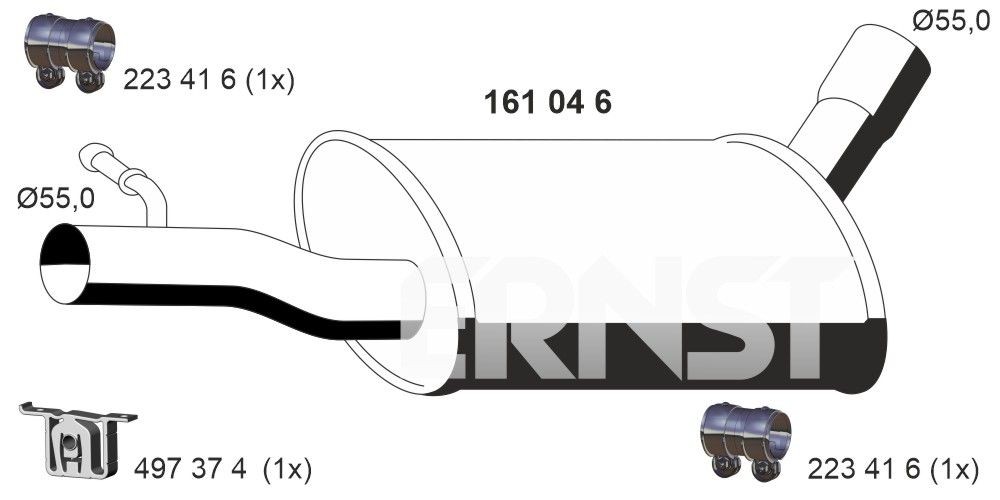 ERNST Middle silencer Article number: 161046 cheaply