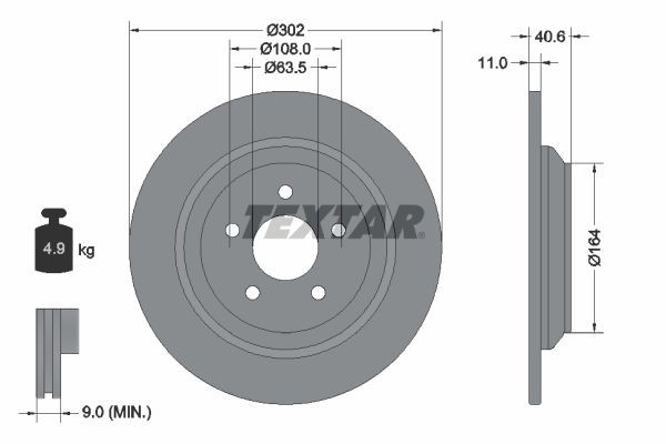 TEXTAR Brake disc Article number: 92292403 cheaply