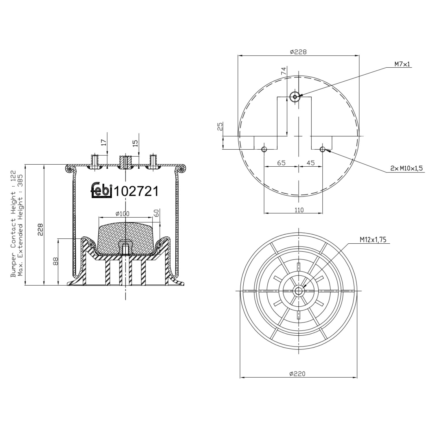 FEBI BILSTEIN 102721 Boot, air suspension Daily 35S17, 35C17, 40C17, 45S17,45C17, 50C17, 60C17, 65C17,... 170 PS Diesel