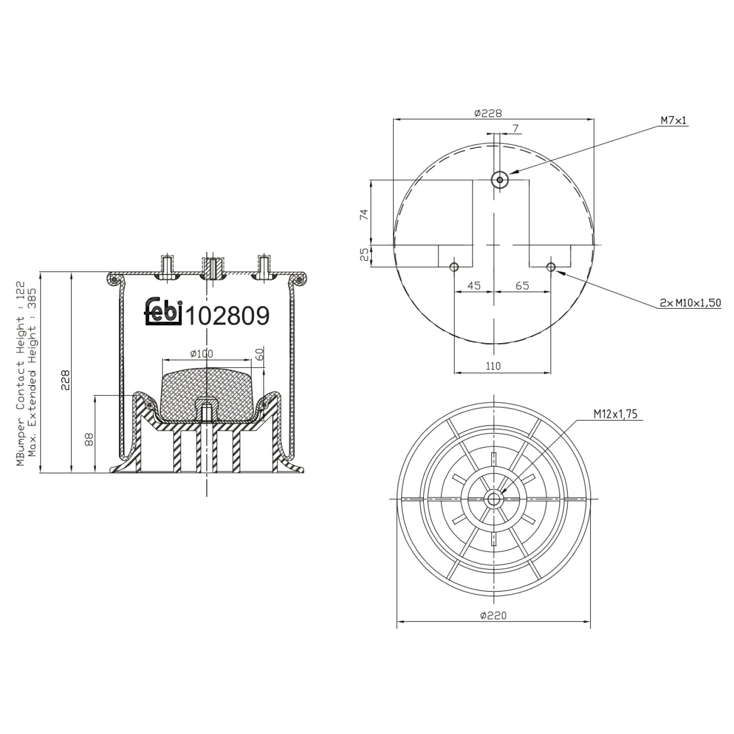 FEBI BILSTEIN 102809 Boot, air suspension Daily 35S17, 35C17, 40C17, 45S17,45C17, 50C17, 60C17, 65C17,... 170 PS Diesel