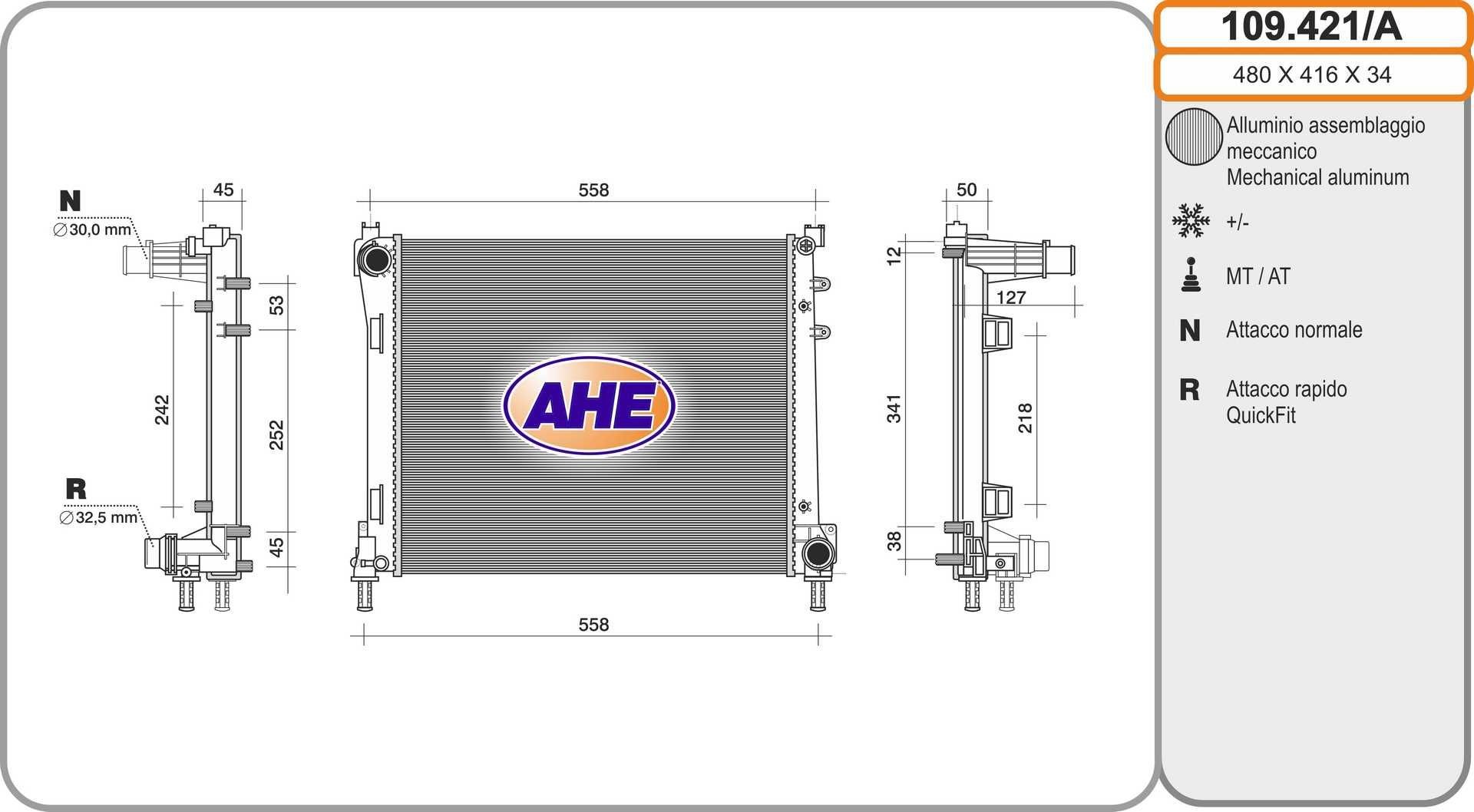AHE Radiaator, mootorijahutus Artikli number: 109.421/A soodsalt