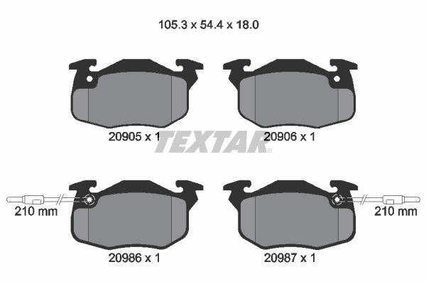 TEXTAR Brake pad set Article number: 2090506 cheaply