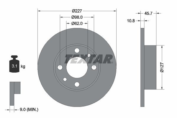 TEXTAR Brake disc Article number: 92019300 cheaply