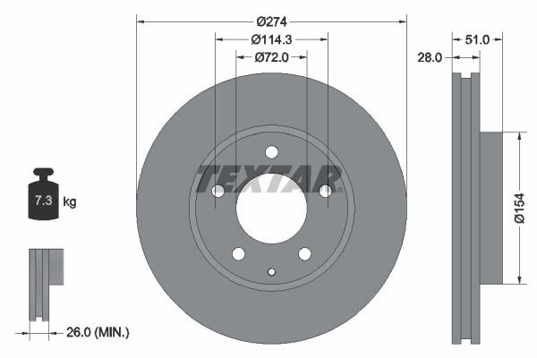 TEXTAR Brake disc Article number: 92079200 cheaply