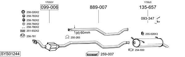 BOSAL Rear silencer Article number: 148-325 cheaply