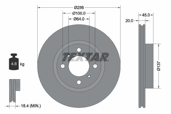 TEXTAR Brake disc Article number: 92294403 cheaply