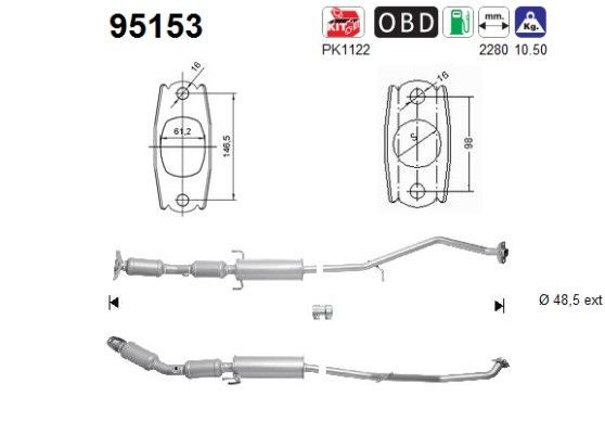 AS Catalytic converter Article number: 95153 cheaply