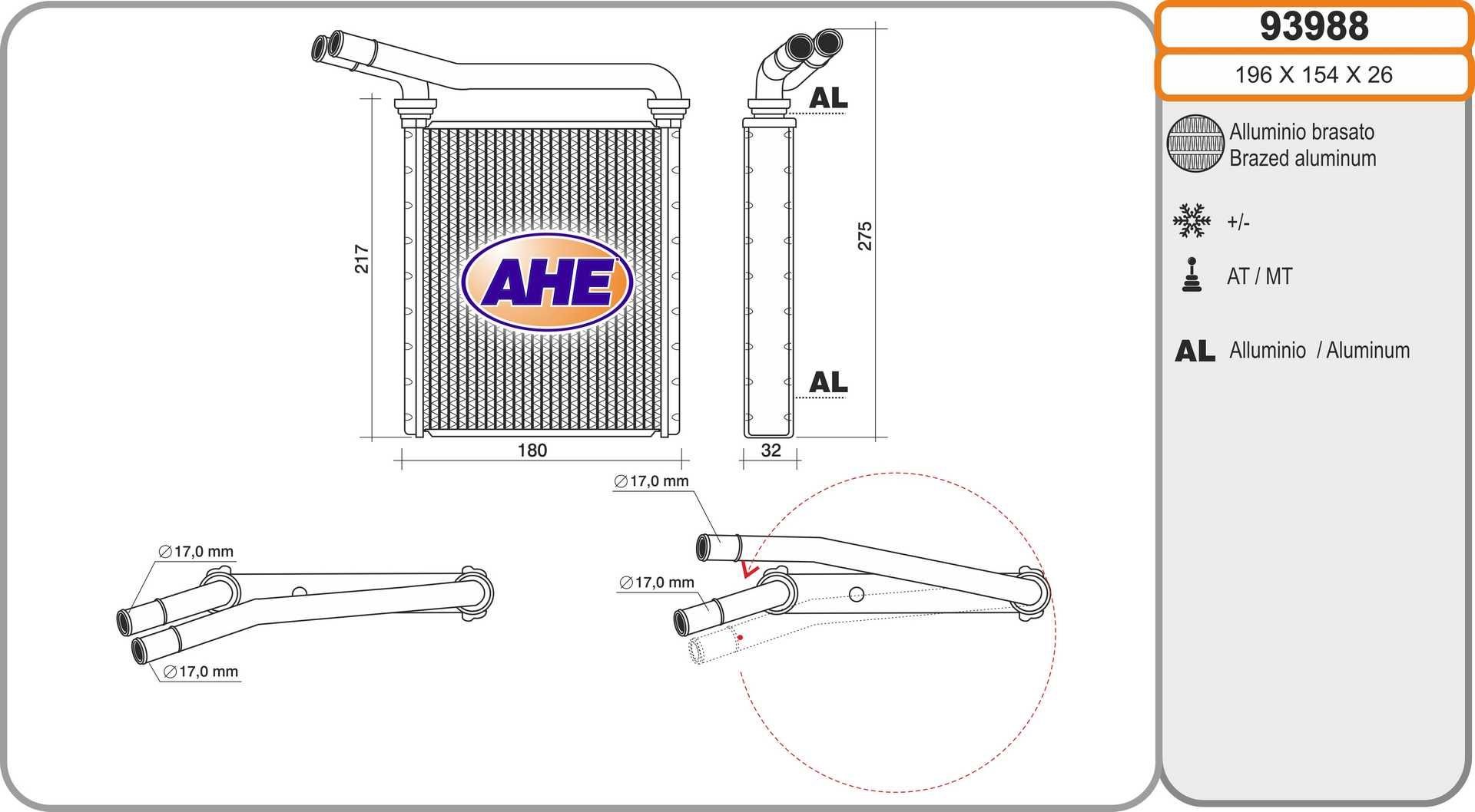 AHE Heater matrix Article number: 93988 cheaply