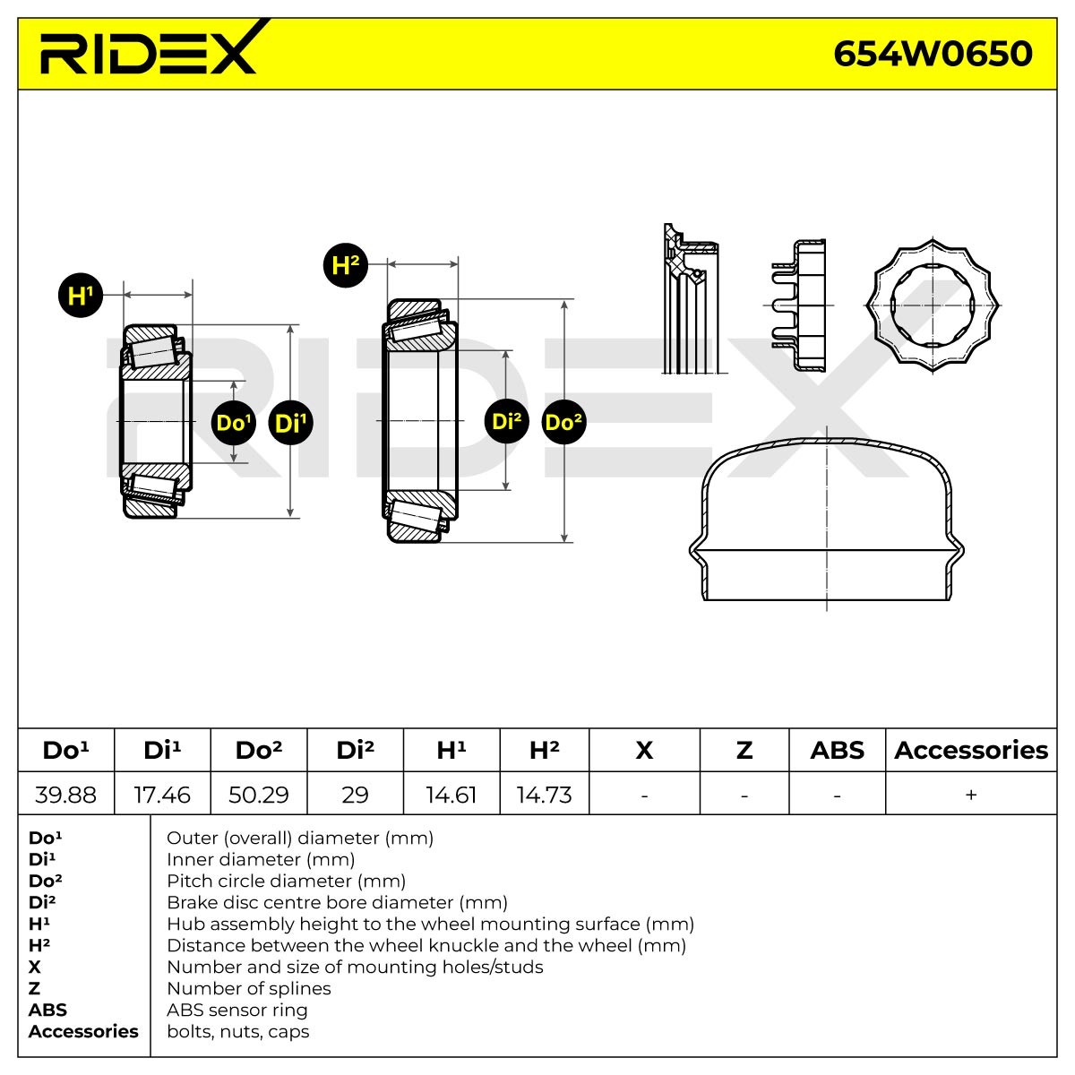 RIDEX Wheel bearing kit Article number: 654W0650 cheaply