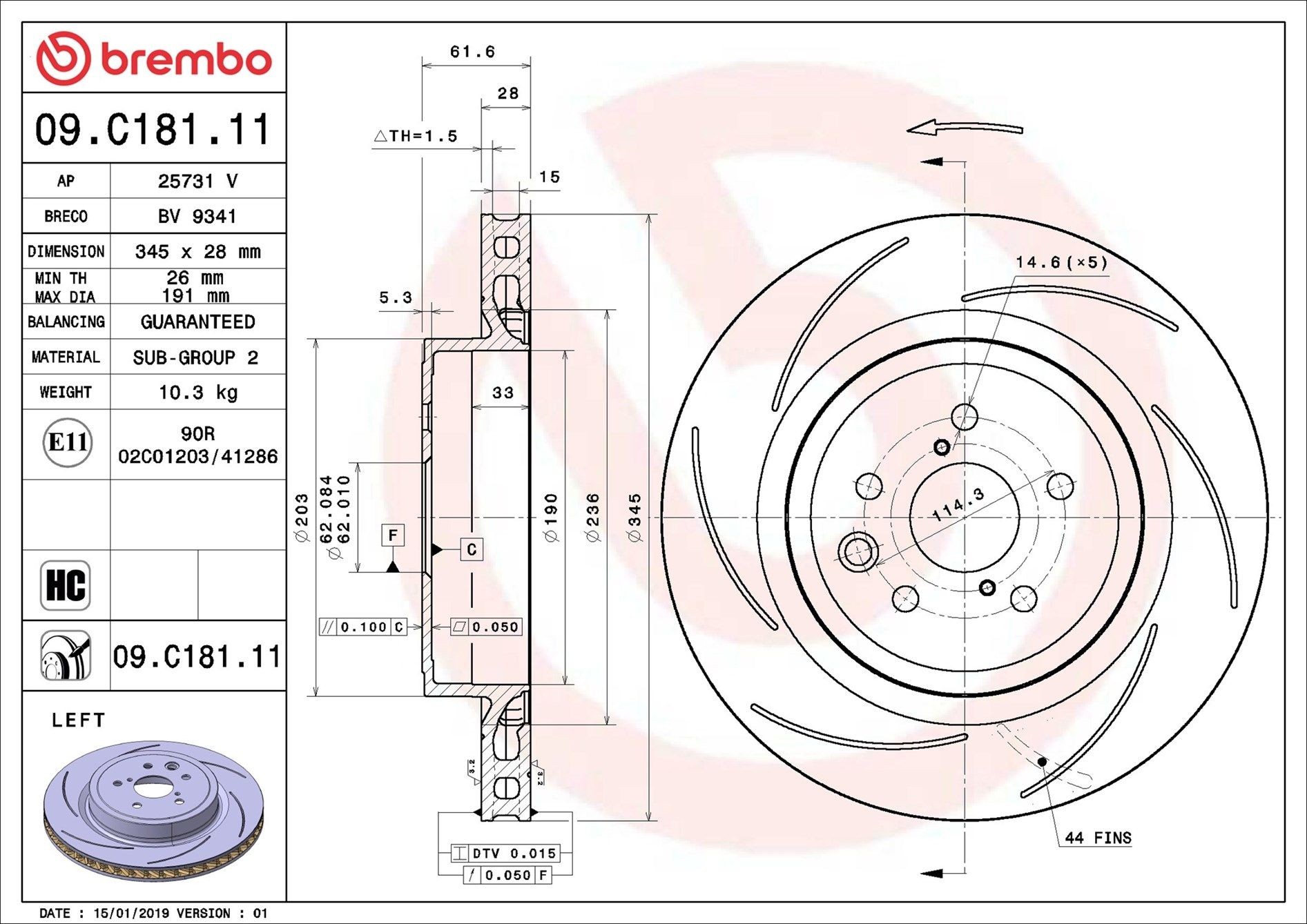 BREMBO Brake disc Article number: 09.C181.11 cheaply