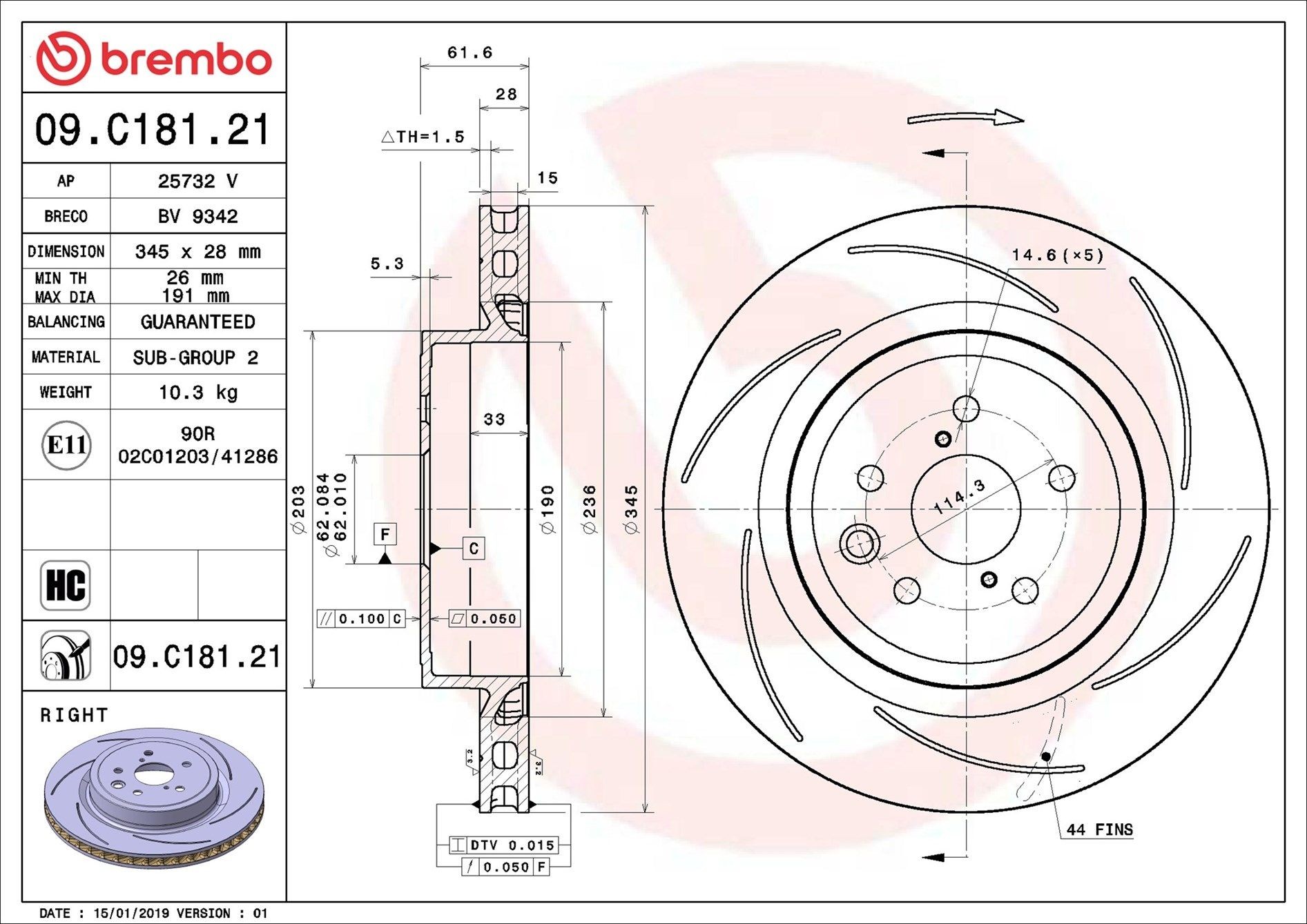 BREMBO Brake disc Article number: 09.C181.21 cheaply