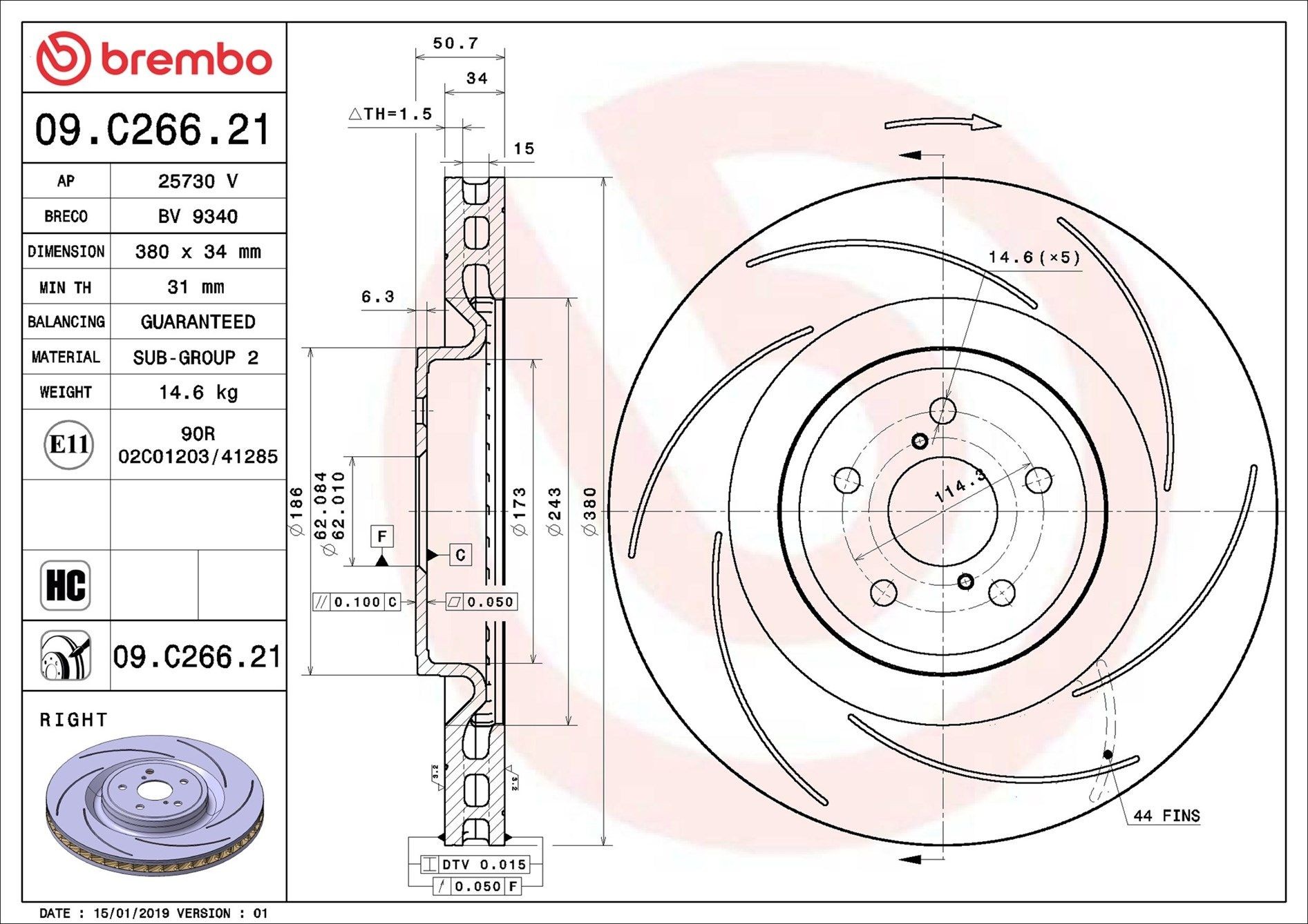 BREMBO Brake disc Article number: 09.C266.21 cheaply
