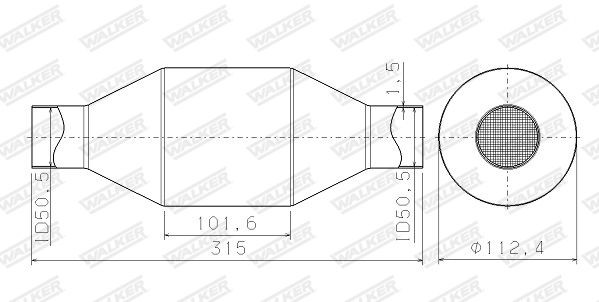 WALKER 65201 Catalytic Converter, universal CORSA 1.4 (F08, F68) 90 PS Petrol 2009