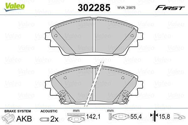 VALEO Brake pad set Article number: 302285 cheaply