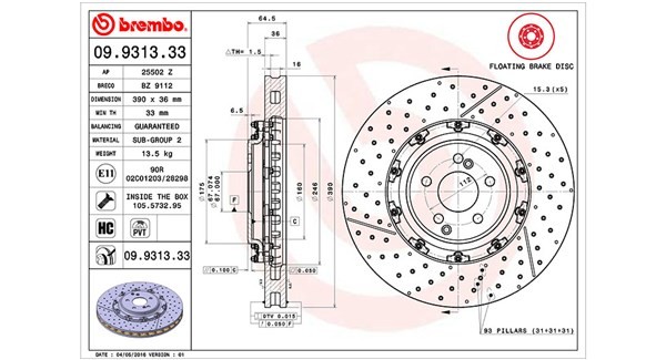 MAGNETI MARELLI Bremseskive Varenummer: 360406128603 billige