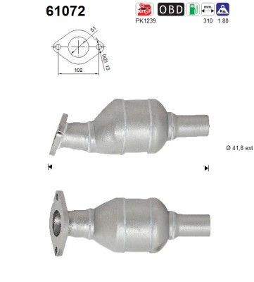 AS Catalytic converter Article number: 61072 cheaply