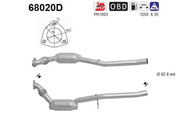 AS Catalytic converter Article number: 68020D cheaply