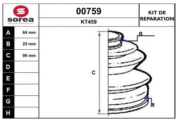 SNRA Bellow Set, drive shaft Article number: 00759 cheaply