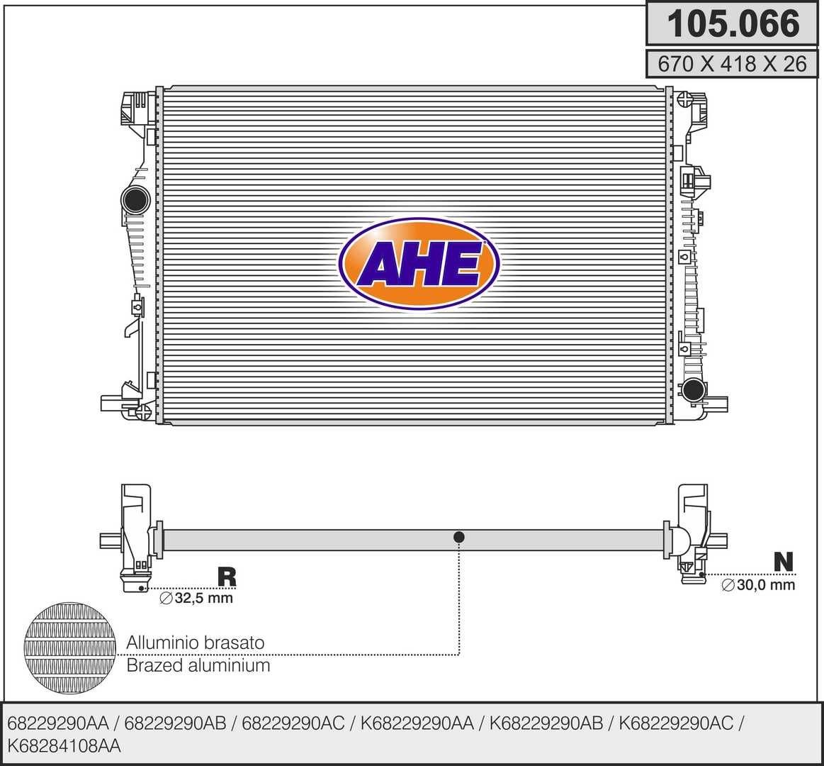 AHE Engine radiator Article number: 105.066 cheaply